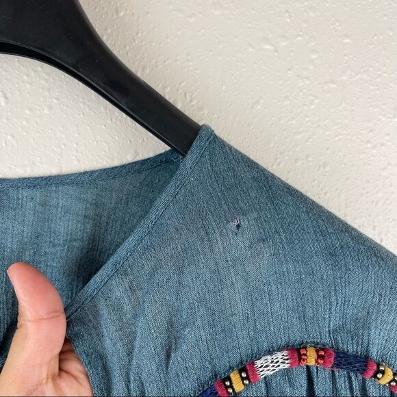 Zara Woman Boho Tiered Open Front Tassle Top Size Medium - Picture 6 of 7